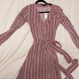 Maroon and white banana republic wrap dress